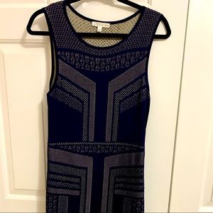 Navy/nude viscose/nylon dress.